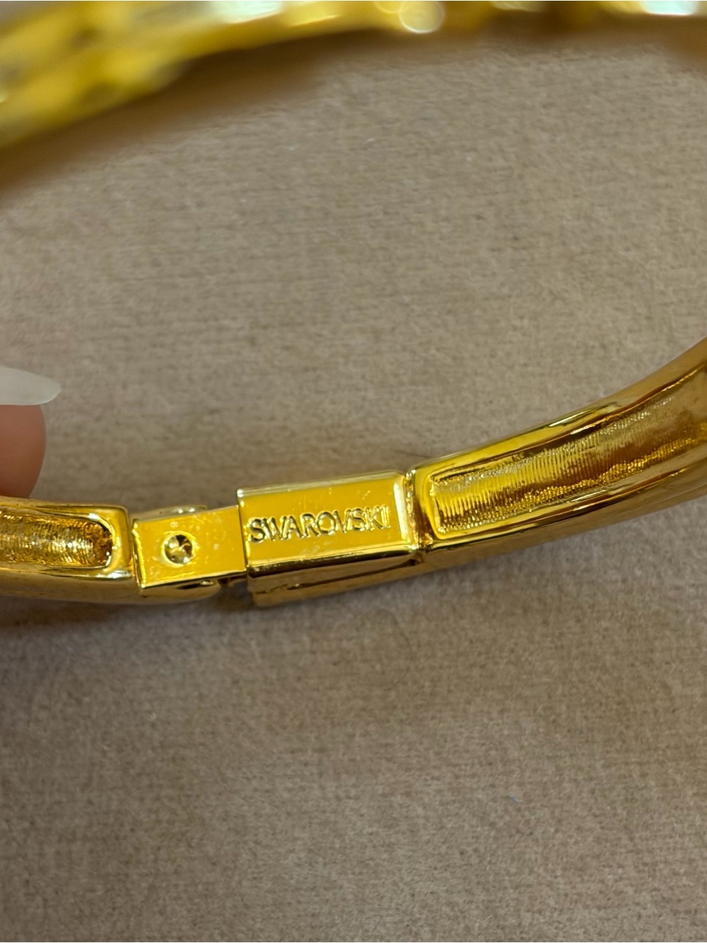 Swarovski Gold White Crystal Hinged Bangle Bracelet - Picture 3 of 6
